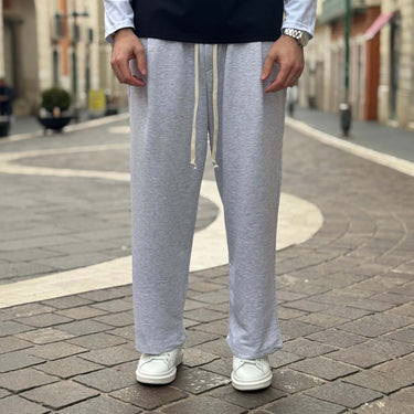 Pantalone tuta garzata gamba larga grigio - FLAG STORE